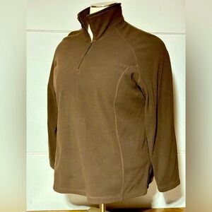 Lands End women’s 2X (20w-22w)fleece feel 100% poly brown banded collar …